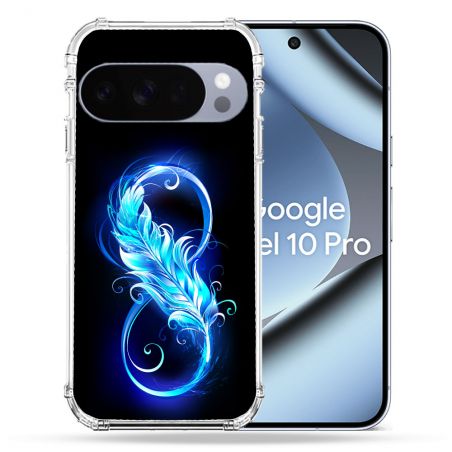 Coque Renforcée Pour Google Pixel 10 Pro Texture Plume Infini Bleu