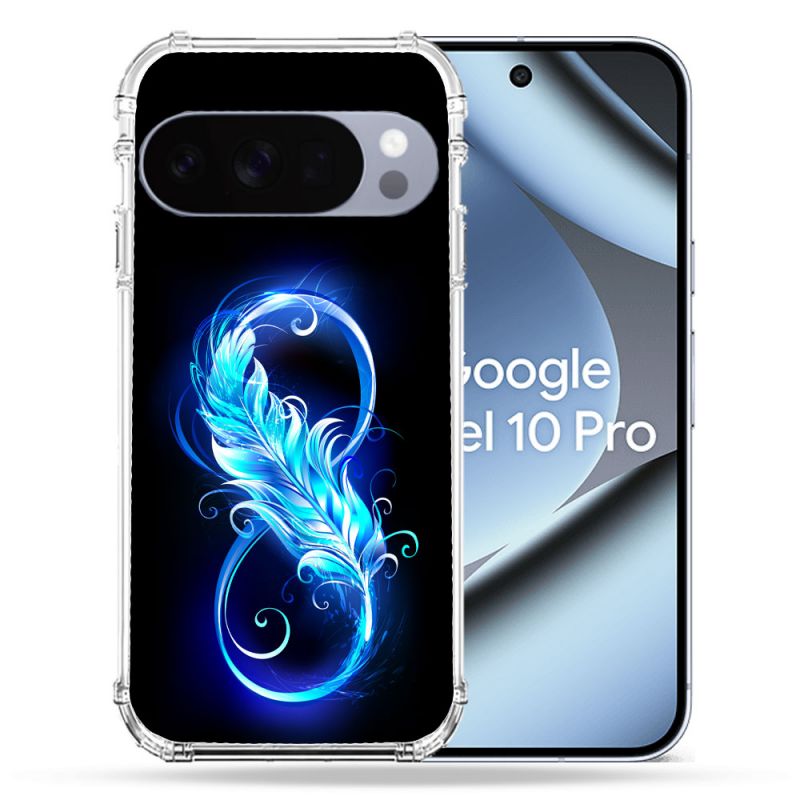 Coque Renforcée Pour Google Pixel 10 Pro Texture Plume Infini Bleu