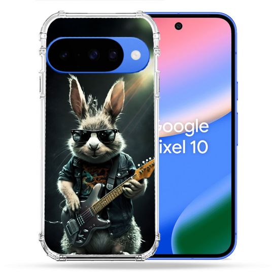 Coque Renforcée Pour Google Pixel 10 Musique Rock Lapin