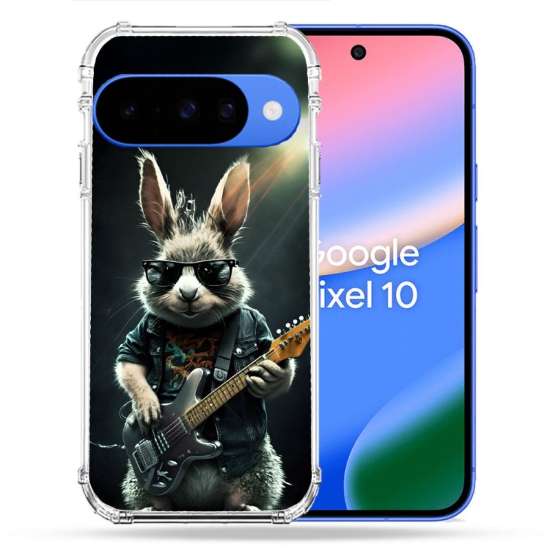 Coque Renforcée Pour Google Pixel 10 Musique Rock Lapin