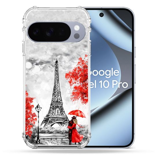 Coque Renforcée Pour Google Pixel 10 Pro Voyage France Paris Rouge