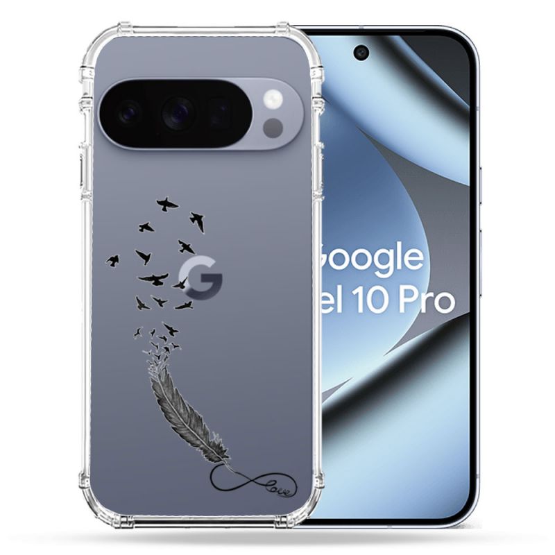 Coque Renforcée Transparente Pour Google Pixel 10 Pro Plume Infini