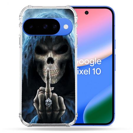 Coque Renforcée Pour Google Pixel 10 Tete de Mort Doigt