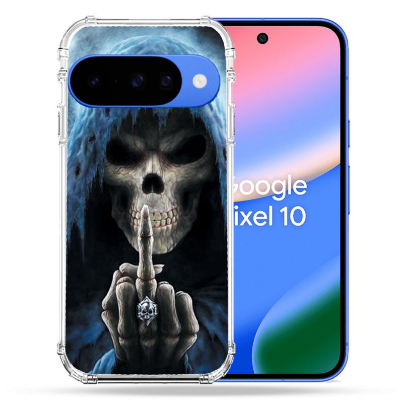 Coque Renforcée Pour Google Pixel 10 Tete de Mort Doigt