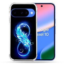 Coque Renforcée Pour Google Pixel 10 Texture Plume Infini Bleu
