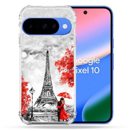 Coque Renforcée Pour Google Pixel 10 Voyage France Paris Rouge