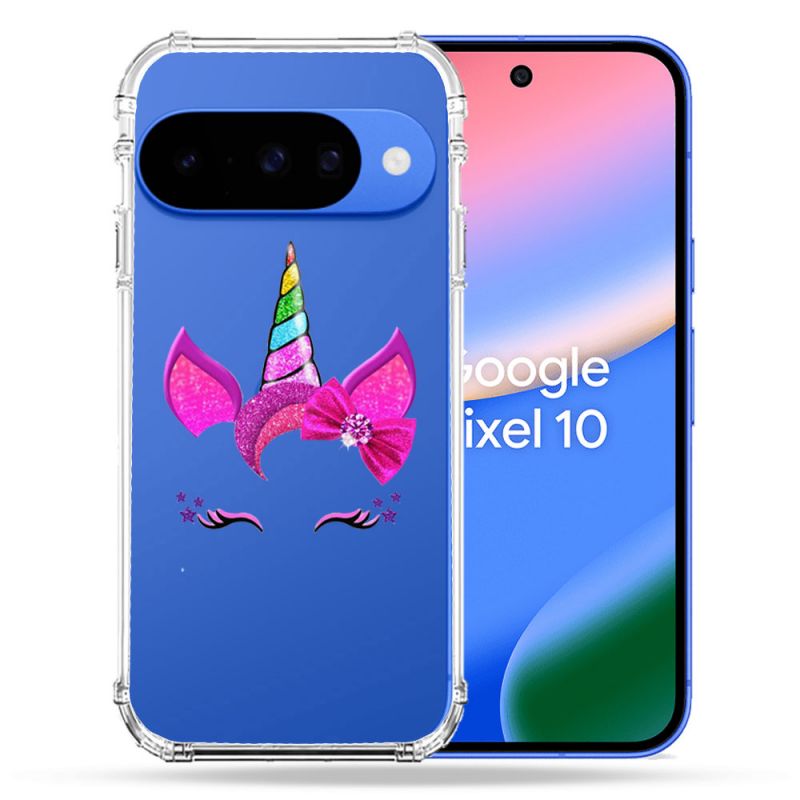 Coque Renforcée Transparente Pour Google Pixel 10 Licorne Paillette