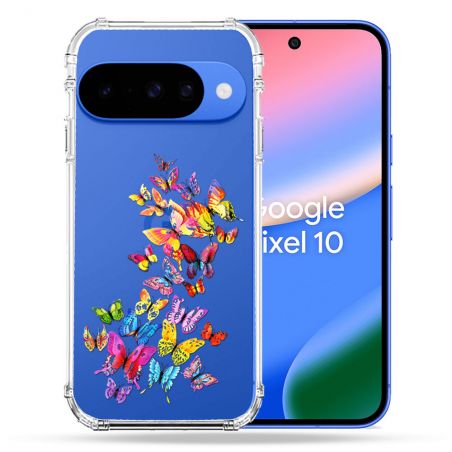 Coque Renforcée Transparente Pour Google Pixel 10 Papillon Multicolore
