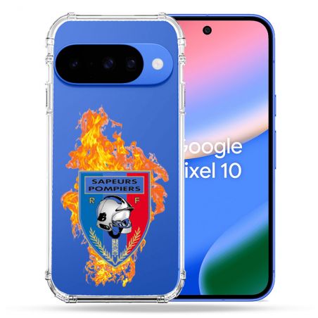 Coque Renforcée Transparente Pour Google Pixel 10 Pompier Feu