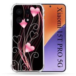 Coque Renforcée Pour Xiaomi 15T PRO Amour Coeur Rose Montant sur Noir