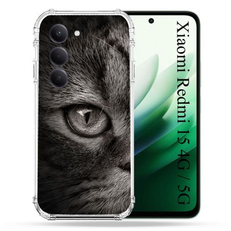 Coque Renforcée Pour Xiaomi Redmi 15 4G / 5G Animal Chat Gris