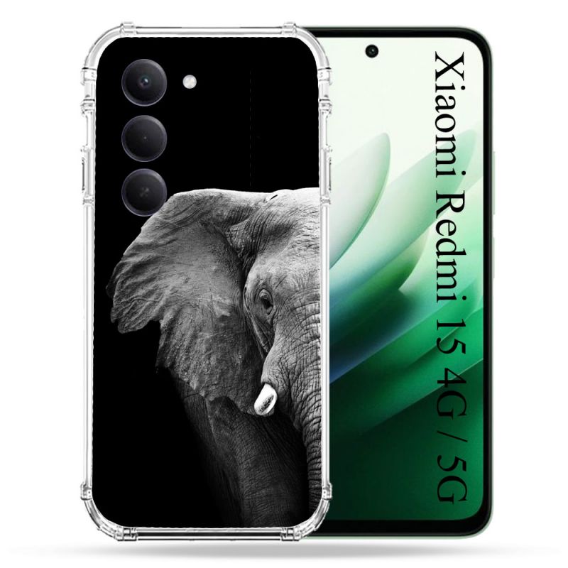 Coque Renforcée Pour Xiaomi Redmi 15 4G / 5G Animal Elephant Noir