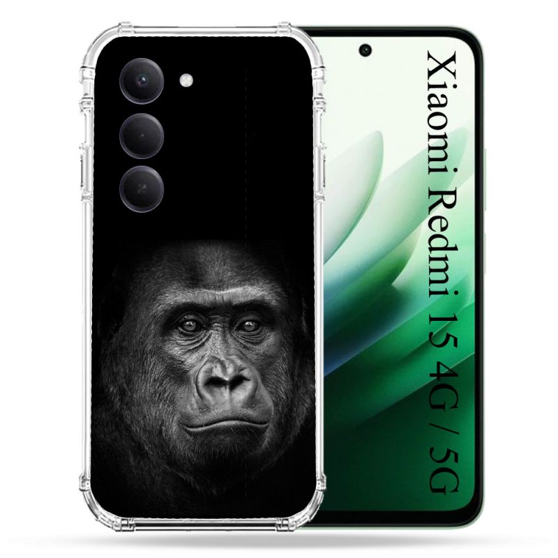 Coque Renforcée Pour Xiaomi Redmi 15 4G / 5G Animal Gorille Noir