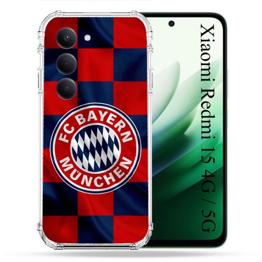 Coque Renforcée Pour Xiaomi Redmi 15 4G / 5G Foot Bayern Munich Carreaux
