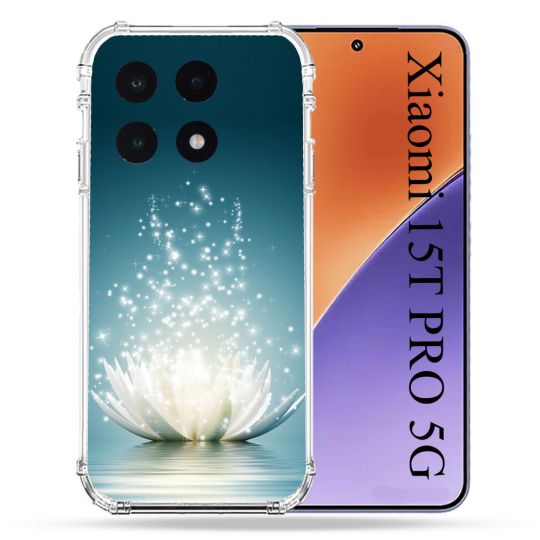 Coque Renforcée Pour Xiaomi 15T PRO Fleur Lotus Blanc