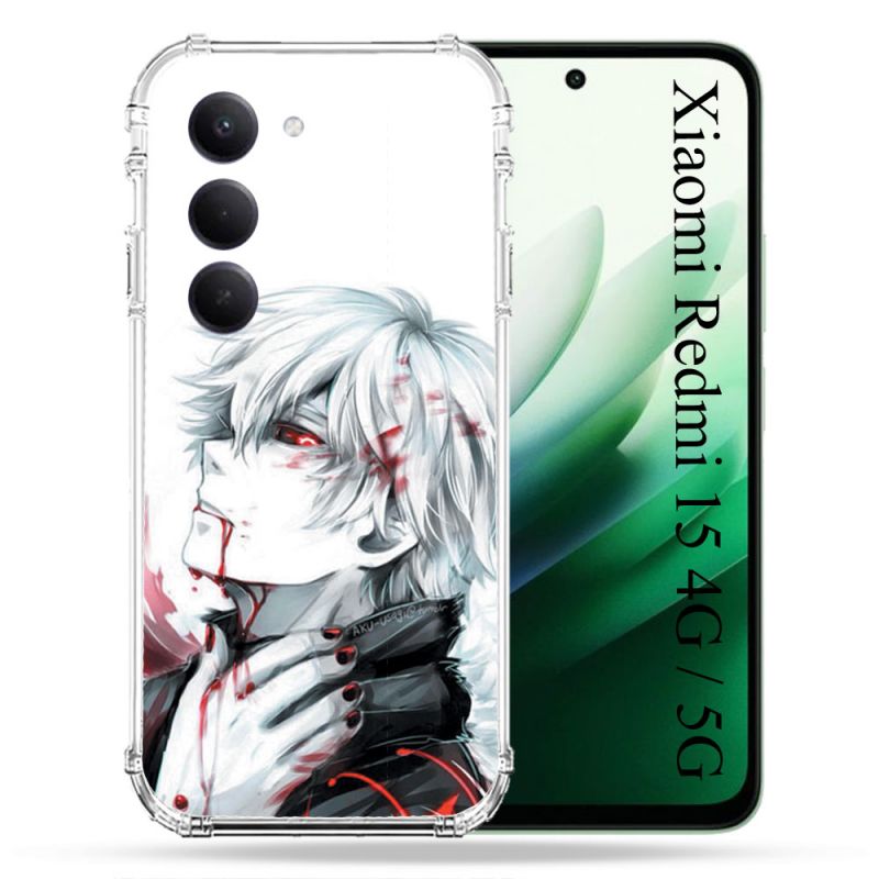 Coque Renforcée Pour Xiaomi Redmi 15 4G / 5G Manga Tokyo Ghoul Kaneki Blanc