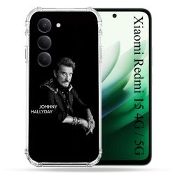 Coque Renforcée Pour Xiaomi Redmi 15 4G / 5G Musique Johnny Hallyday Noir