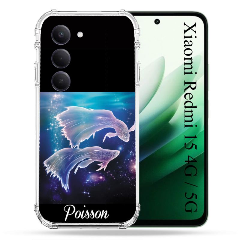 Coque Renforcée Pour Xiaomi Redmi 15 4G / 5G Signe Zodiaque 2 Poisson