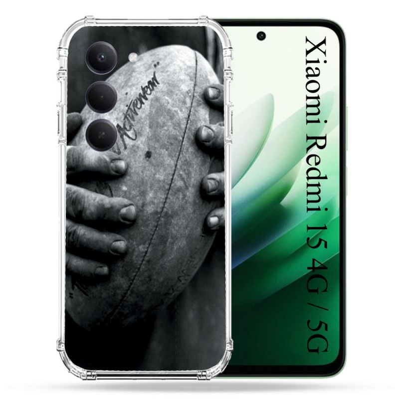 Coque Renforcée Pour Xiaomi Redmi 15 4G / 5G Sport Rugby Ballon Vintage