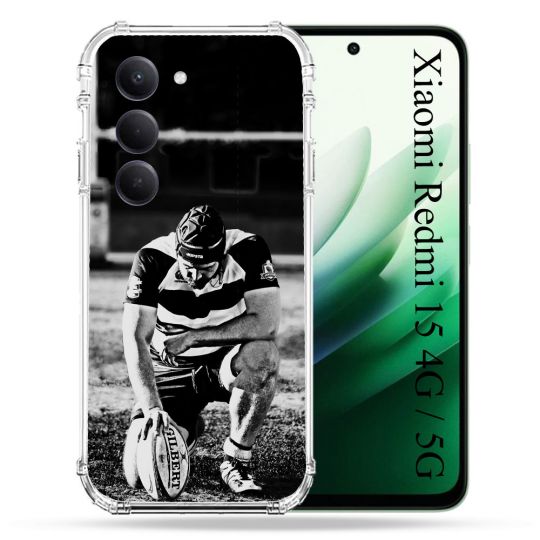 Coque Renforcée Pour Xiaomi Redmi 15 4G / 5G Sport Rugby Noir Blanc