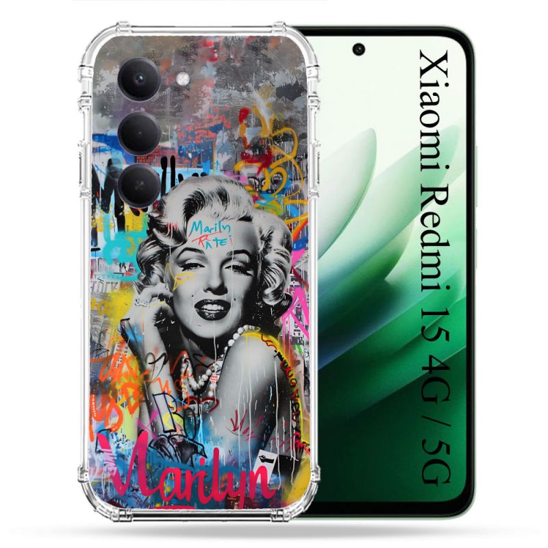Coque Renforcée Pour Xiaomi Redmi 15 4G / 5G Street Art Maryline Monroe