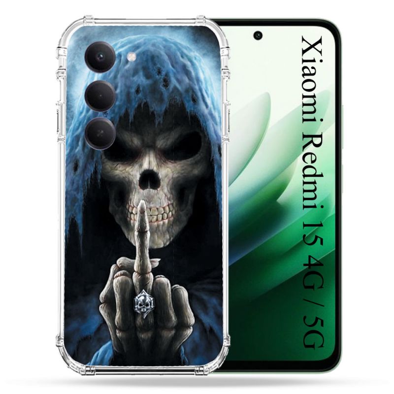 Coque Renforcée Pour Xiaomi Redmi 15 4G / 5G Tete de Mort Doigt