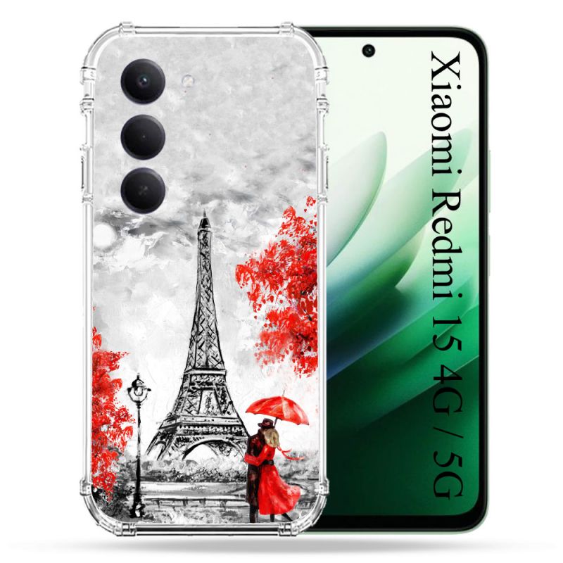 Coque Renforcée Pour Xiaomi Redmi 15 4G / 5G Voyage France Paris Rouge