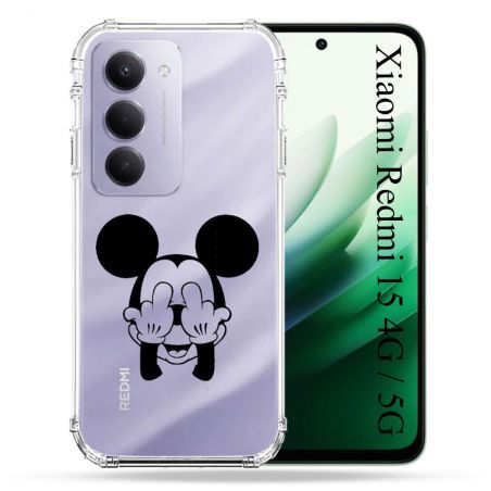 Coque Renforcée Transparente Pour Xiaomi Redmi 15 4G / 5G Mickey doigt