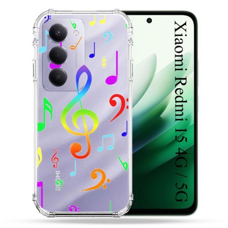 Coque Renforcée Transparente Pour Xiaomi Redmi 15 4G / 5G Note Musique Colore