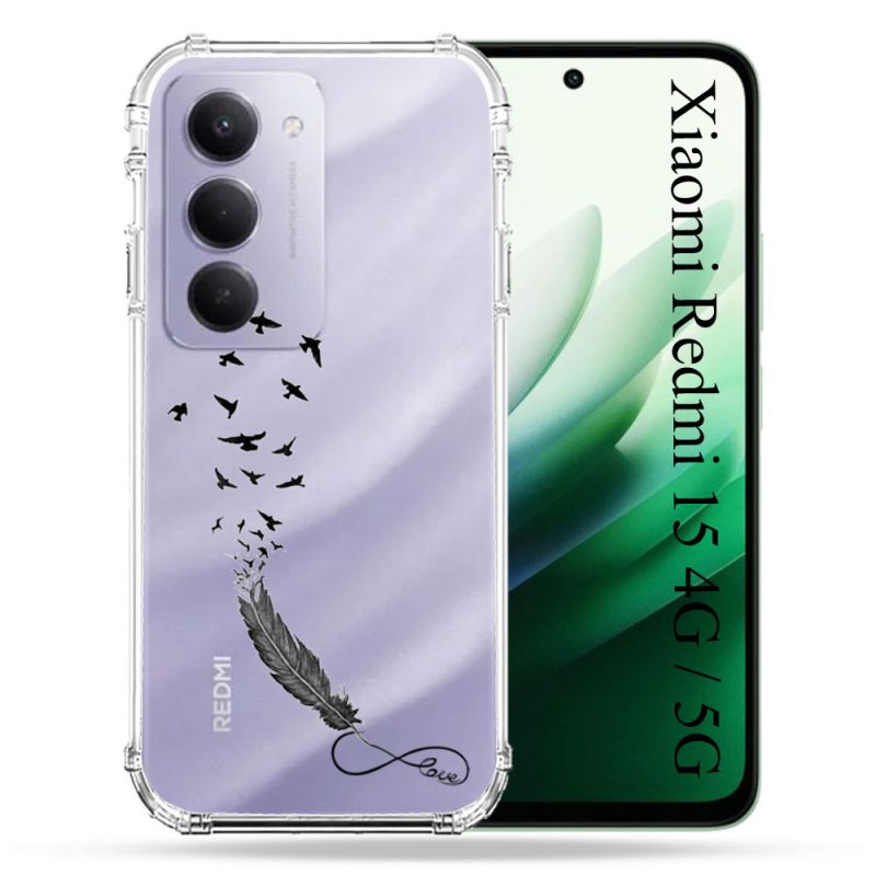 Coque Renforcée Transparente Pour Xiaomi Redmi 15 4G / 5G Plume Infini