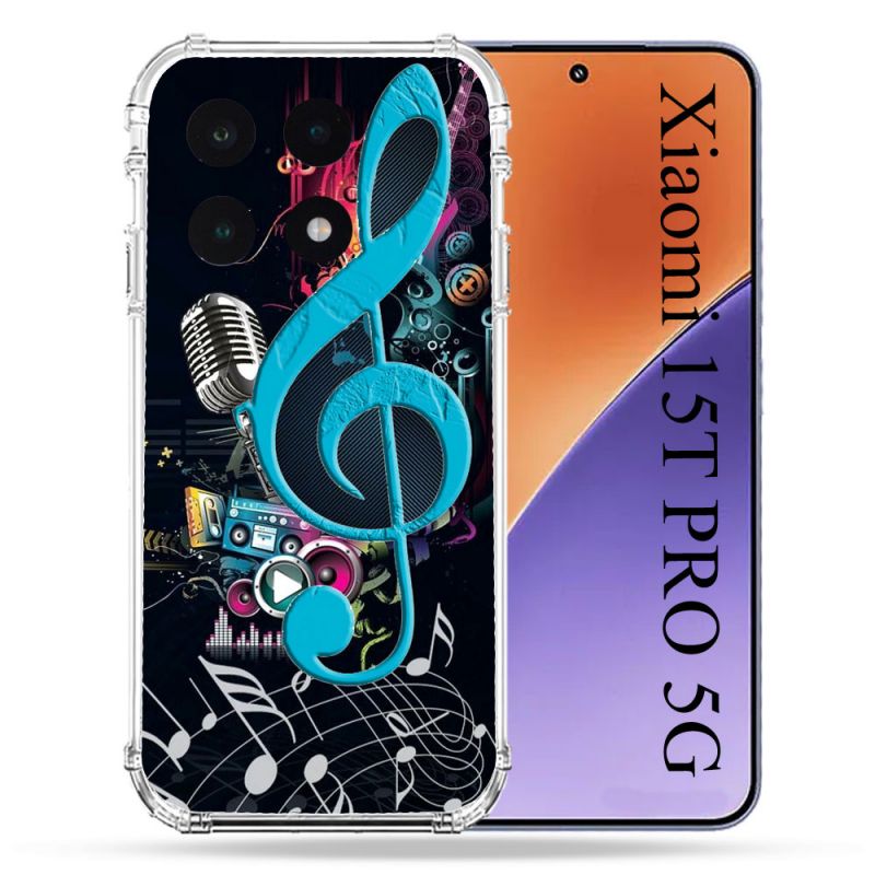 Coque Renforcée Pour Xiaomi 15T PRO Musique Cle Sol Bleu