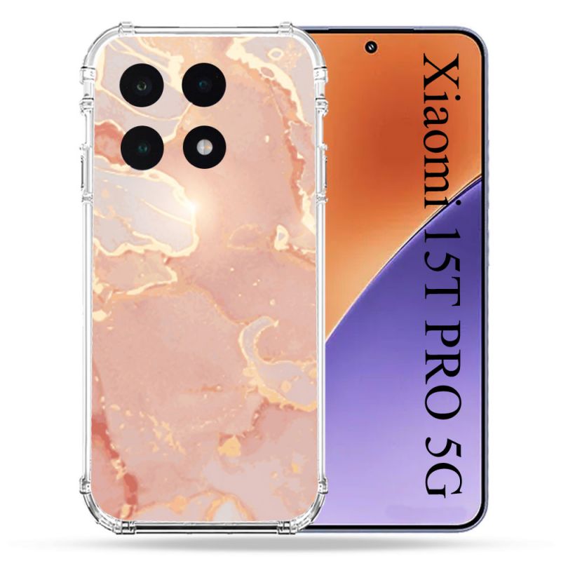 Coque Renforcée Pour Xiaomi 15T PRO Texture Marbre Rose