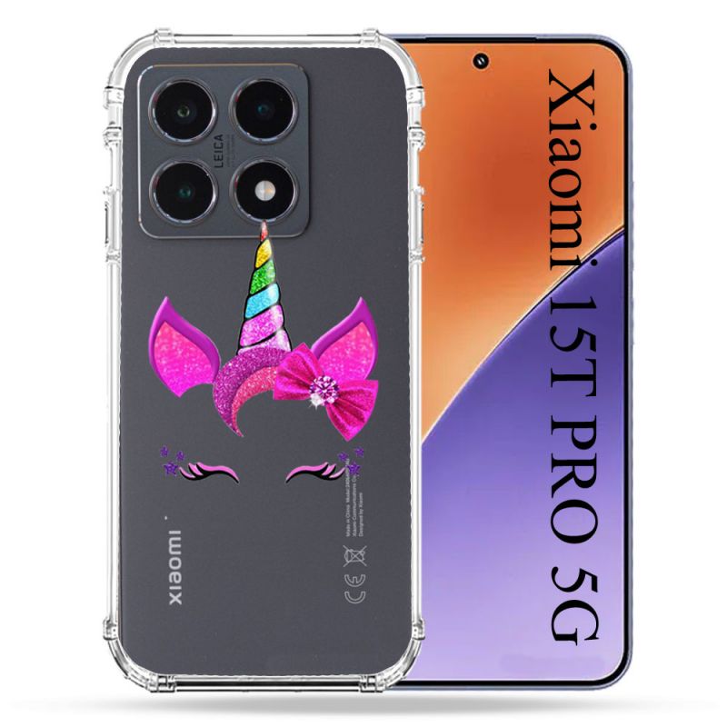 Coque Renforcée Transparente Pour Xiaomi 15T PRO Licorne Paillette