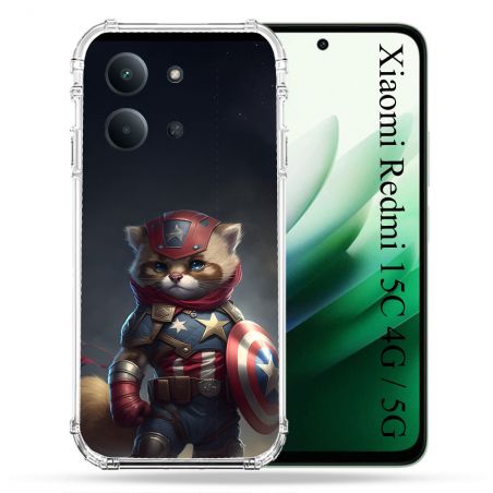 Coque Renforcée Pour Xiaomi Redmi 15C 4G / 5G Animal Chat America