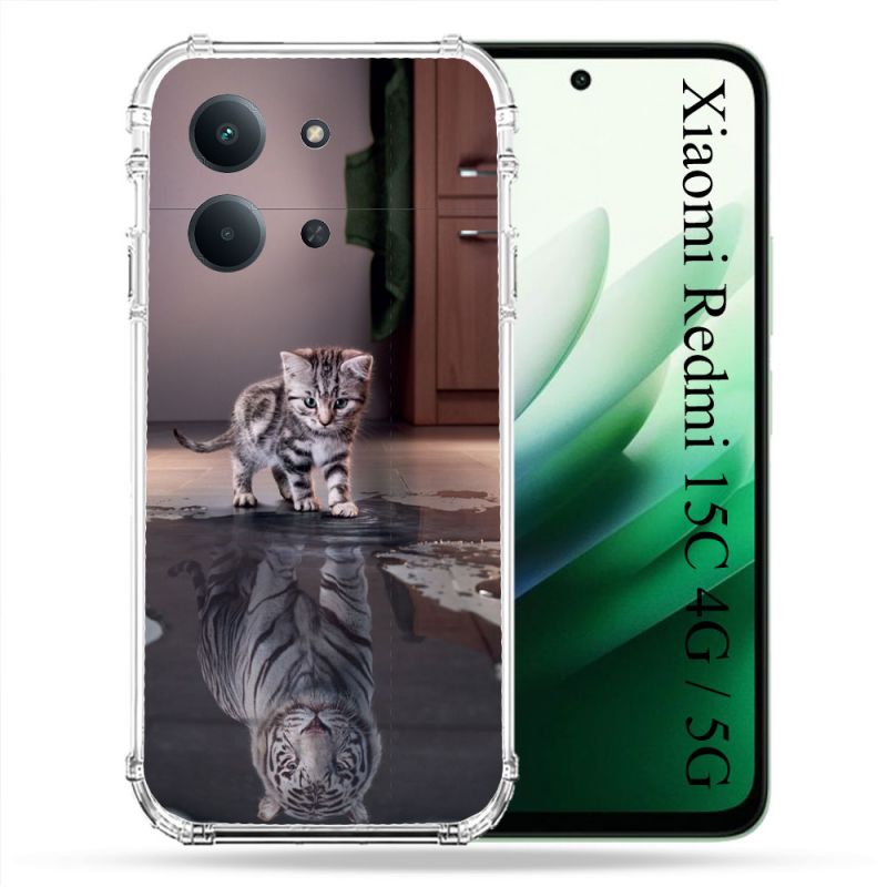 Coque Renforcée Pour Xiaomi Redmi 15C 4G / 5G Animal Chat Reflet
