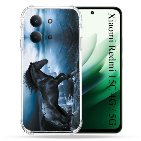 Coque Renforcée Pour Xiaomi Redmi 15C 4G / 5G Animal Cheval Noir
