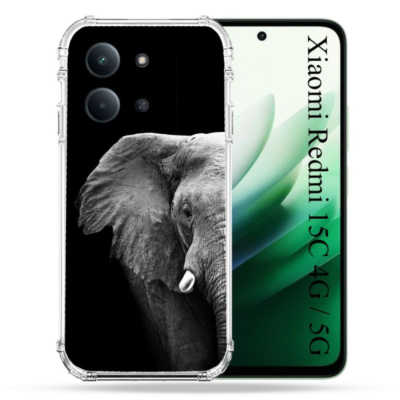 Coque Renforcée Pour Xiaomi Redmi 15C 4G / 5G Animal Elephant Noir