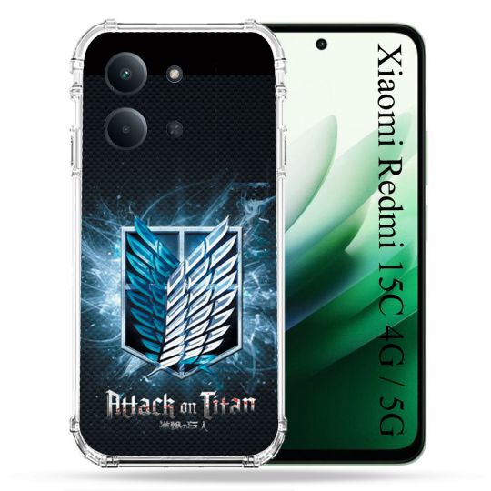 Coque Renforcée Pour Xiaomi Redmi 15C 4G / 5G Manga Attaque Titans Noir