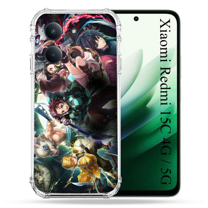 Coque Renforcée Pour Xiaomi Redmi 15C 4G / 5G Manga Demon Slayer Groupe