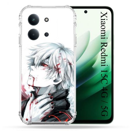 Coque Renforcée Pour Xiaomi Redmi 15C 4G / 5G Manga Tokyo Ghoul Kaneki Blanc