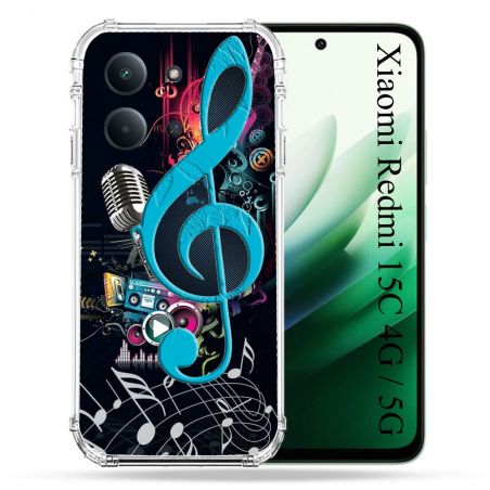 Coque Renforcée Pour Xiaomi Redmi 15C 4G / 5G Musique Cle Sol Bleu