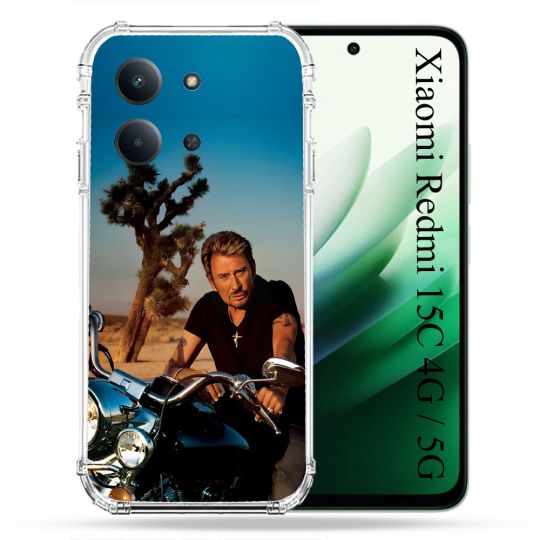 Coque Renforcée Pour Xiaomi Redmi 15C 4G / 5G Musique Johnny Hallyday Moto