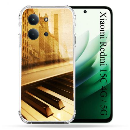 Coque Renforcée Pour Xiaomi Redmi 15C 4G / 5G Musique Piano Retro