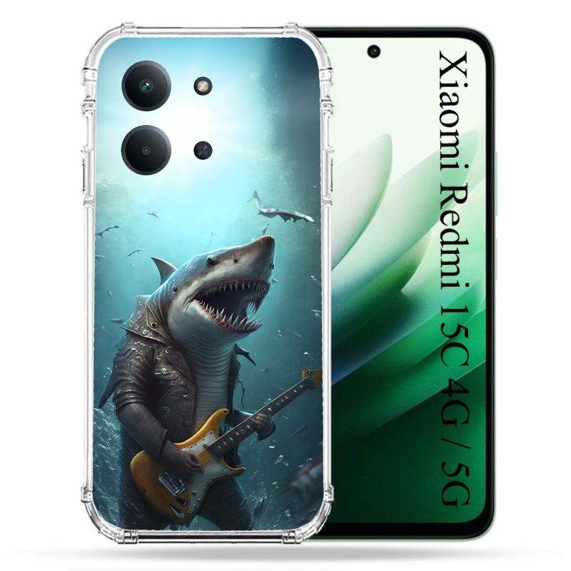 Coque Renforcée Pour Xiaomi Redmi 15C 4G / 5G Musique Rock Requin