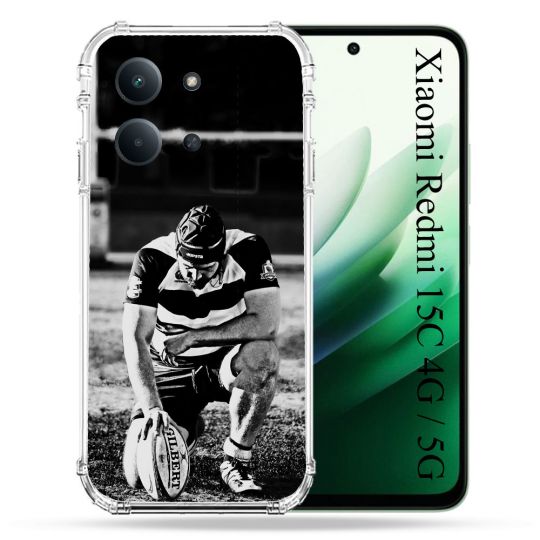 Coque Renforcée Pour Xiaomi Redmi 15C 4G / 5G Sport Rugby Noir Blanc