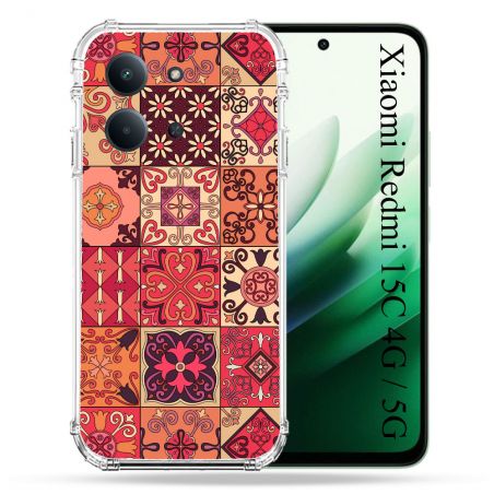 Coque Renforcée Pour Xiaomi Redmi 15C 4G / 5G Texture Carreau Ciment Rouge