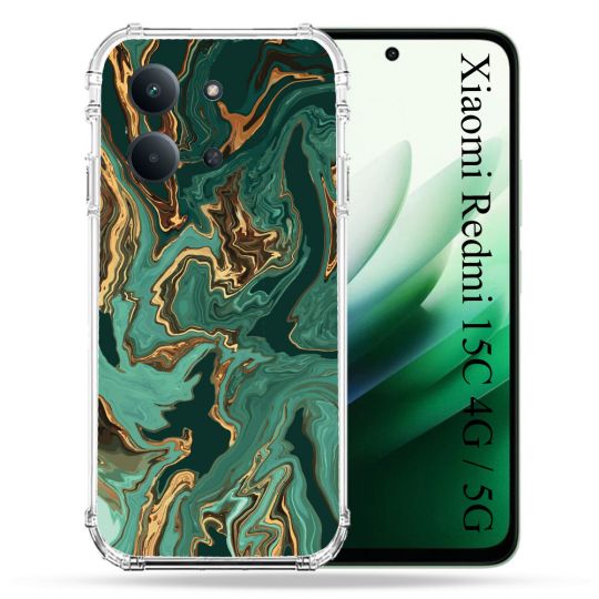 Coque Renforcée Pour Xiaomi Redmi 15C 4G / 5G Texture Marbre Vert