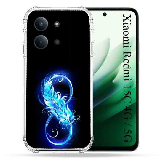 Coque Renforcée Pour Xiaomi Redmi 15C 4G / 5G Texture Plume Infini Bleu
