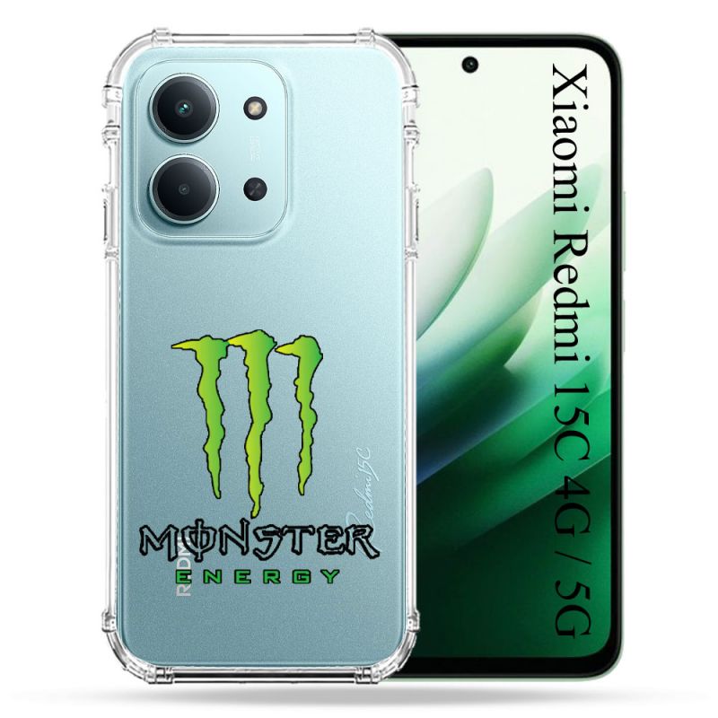 Coque Renforcée Transparente Pour Xiaomi Redmi 15C 4G / 5G Monster Energy