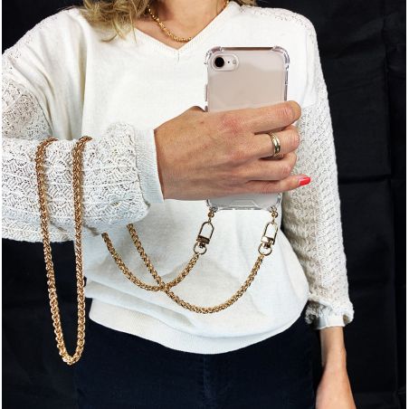 Coque Renforcée Transparente Pour Xiaomi Redmi 15C 4G / 5G Lanière / Cordon Metal Serpent Or